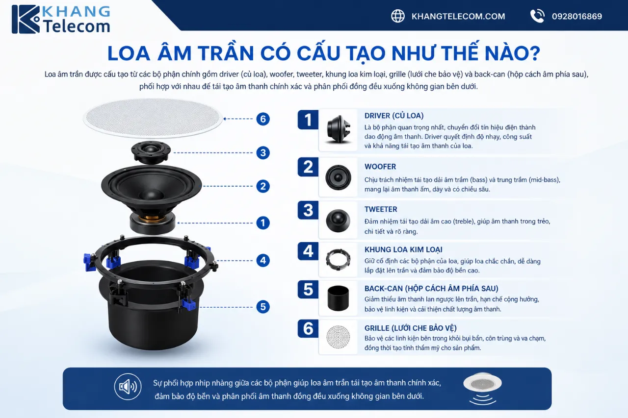 Loa âm trần có cấu tạo như thế nào?