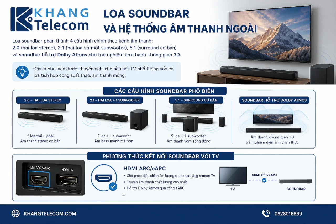 Loa soundbar và hệ thống âm thanh ngoài