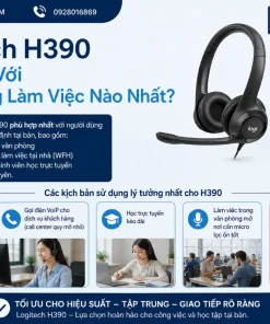 Tai Nghe USB Giảm Ồn Logitech H390: USB-A, Mic Xoay, Âm Thanh Stereo