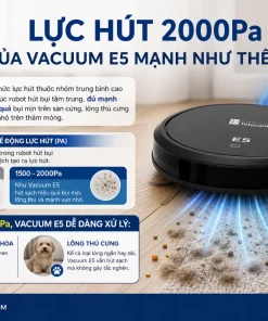 Robot Hút Bụi Vacuum E5: 2000Pa, Hộp Bụi 400ml, App