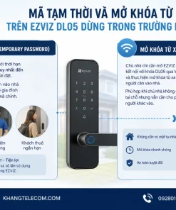 Khóa Cửa Vân Tay EZVIZ DL05: 7 Cách Mở, IP65, App, Pin AA, Type-C