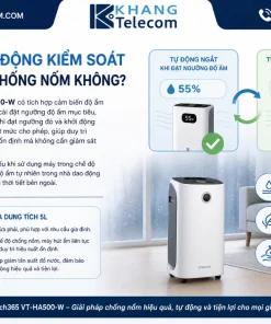Máy hút ẩm Vtech365 VT-HA500: Chống Nồm, Sấy Đồ, Lọc Khí