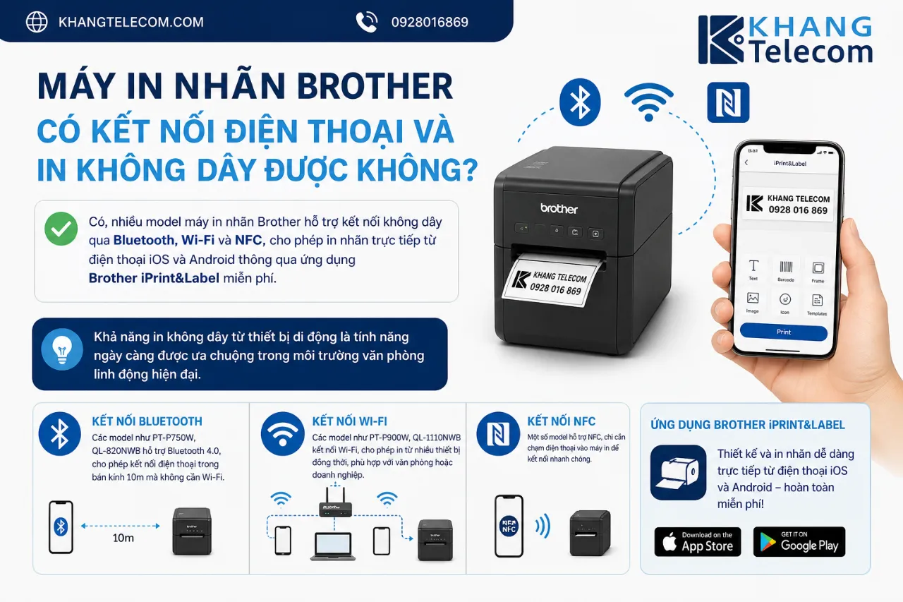Máy In Nhãn Brother Có Kết Nối Điện Thoại Và In Không Dây Được Không?