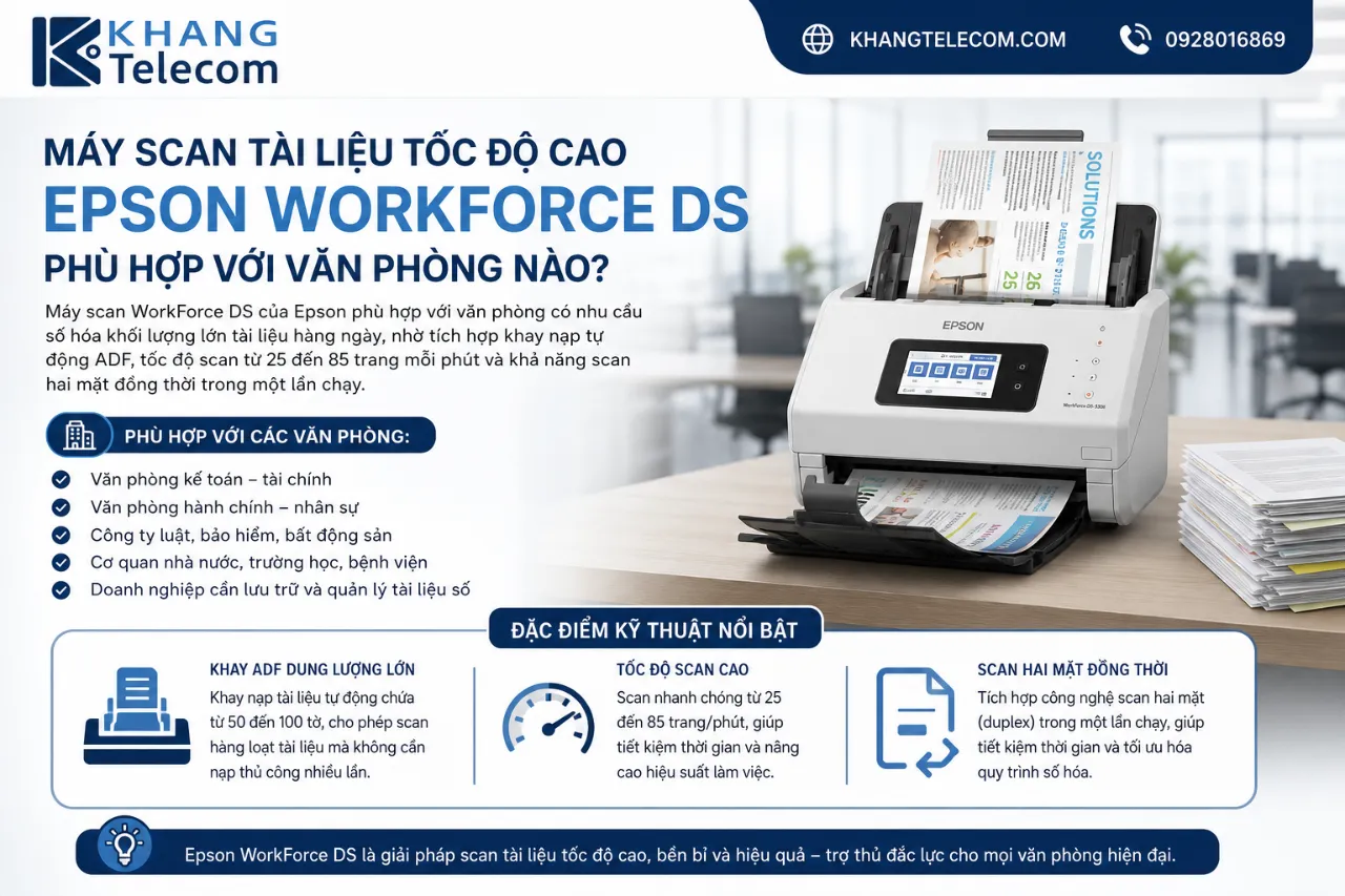 Máy Scan Tài Liệu Tốc Độ Cao Epson WorkForce DS Phù Hợp Với Văn Phòng Nào?