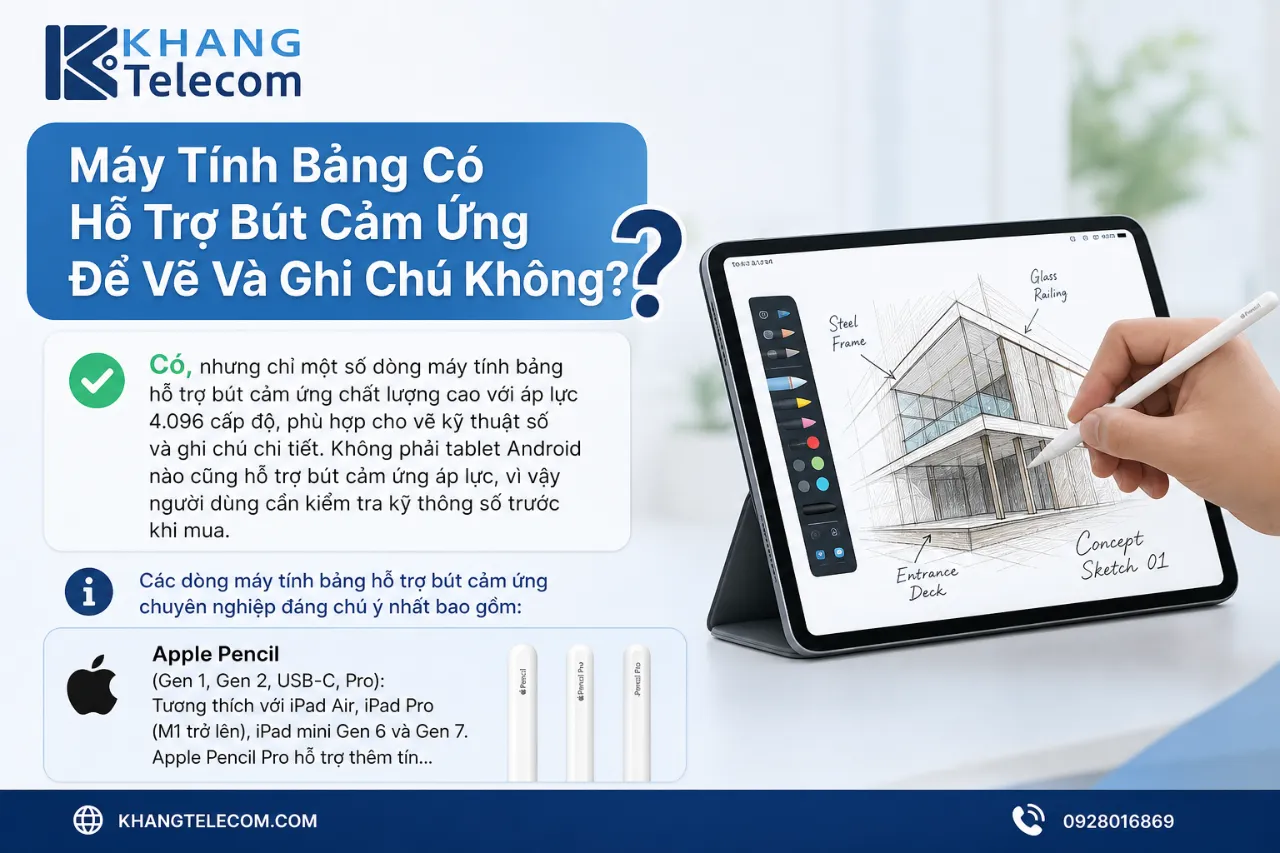 Máy Tính Bảng Có Hỗ Trợ Bút Cảm Ứng Để Vẽ Và Ghi Chú Không?