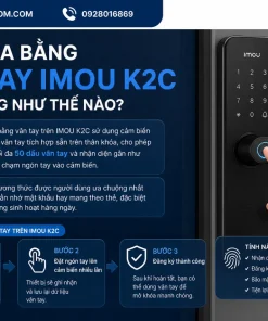 Khóa Cửa Vân Tay IMOU K2C: Vân Tay, Mã Số, Thẻ Từ, App, Pin AA