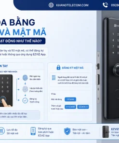 Khóa Cửa Vân Tay EZVIZ DL05: 7 Cách Mở, IP65, App, Pin AA, Type-C