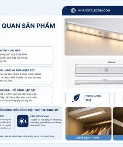 Đèn Led Cảm Biến DL015: PIR 3m, Pin AAA, Thân Nhôm