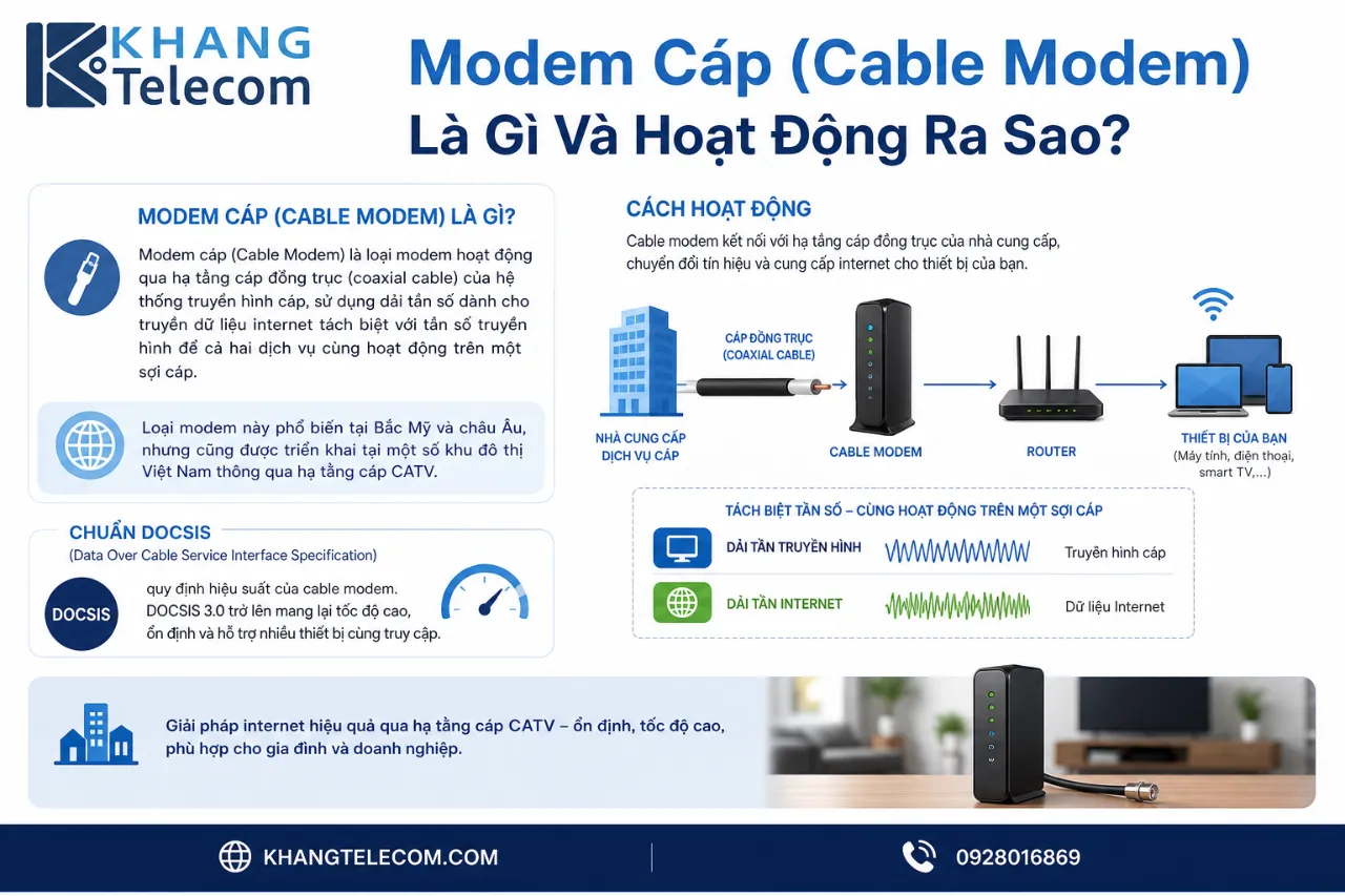 Modem Cáp (Cable Modem) Là Gì Và Hoạt Động Ra Sao?
