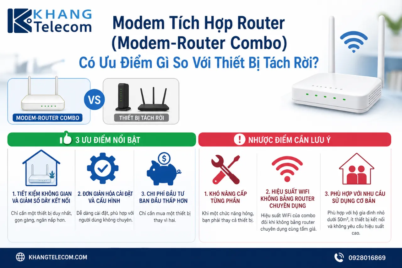 Modem Tích Hợp Router (Modem-Router Combo) Có Ưu Điểm Gì So Với Thiết Bị Tách Rời?