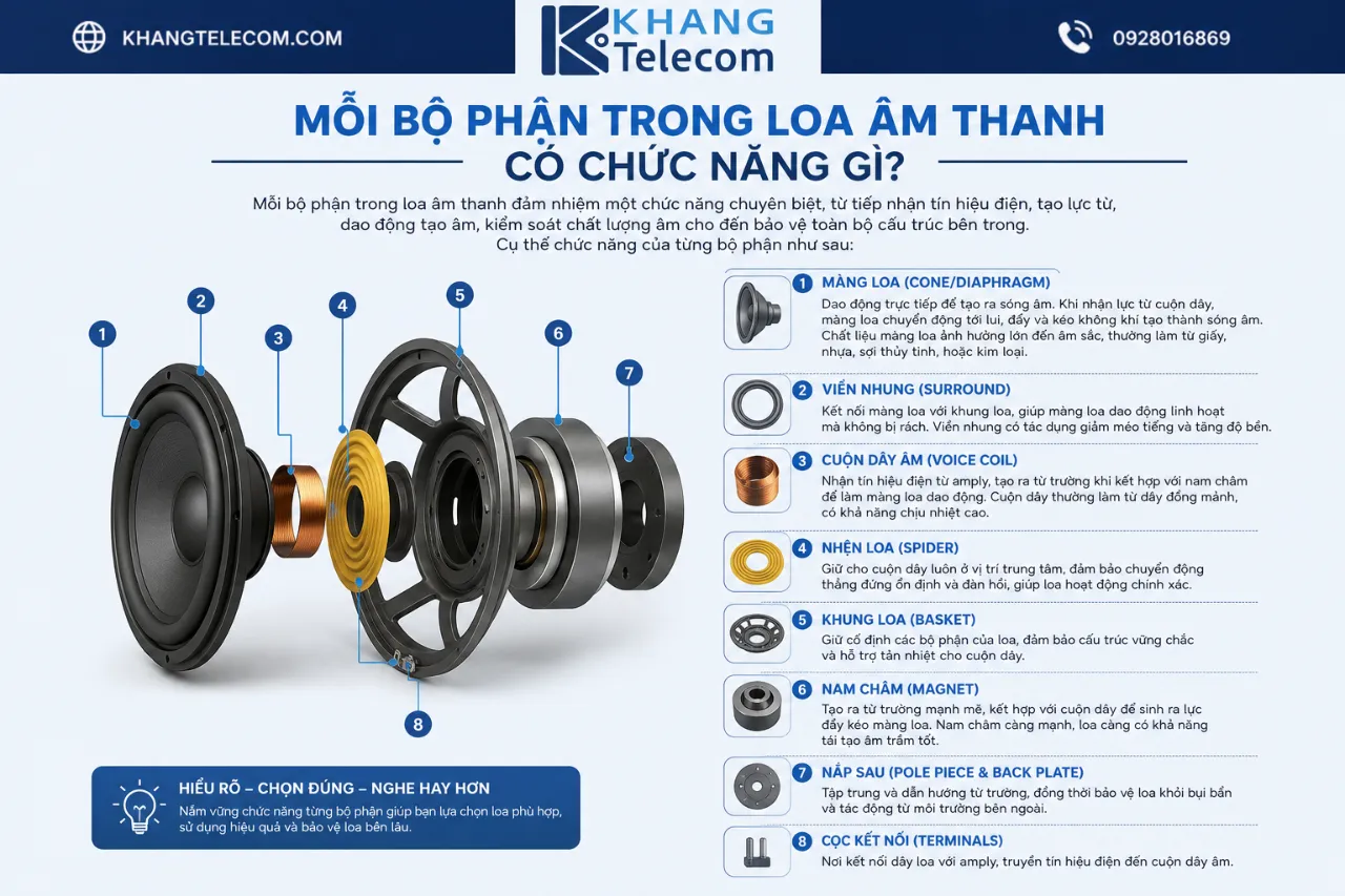 Mỗi Bộ Phận Trong Loa Âm Thanh Có Chức Năng Gì?