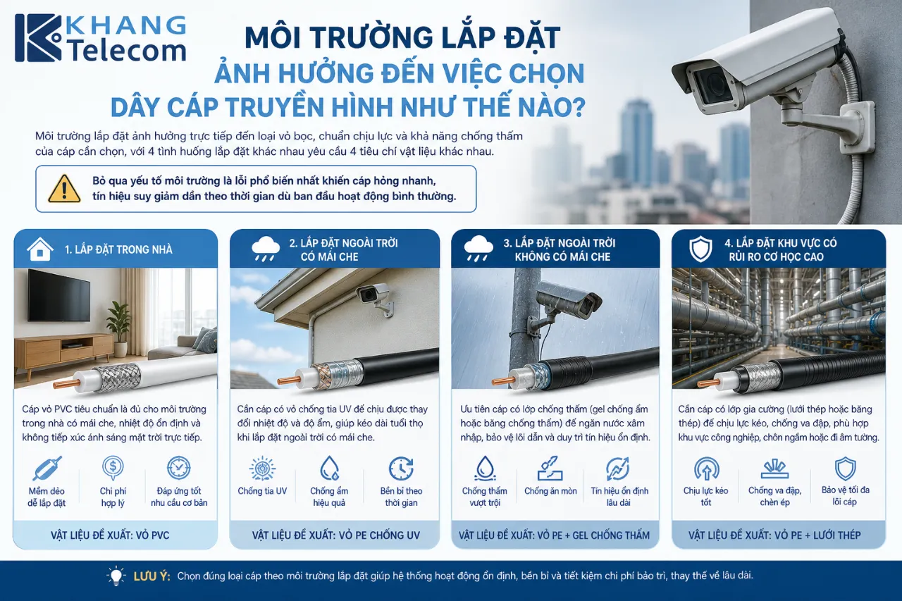 Môi Trường Lắp Đặt Ảnh Hưởng Đến Việc Chọn Dây Cáp Truyền Hình Như Thế Nào?