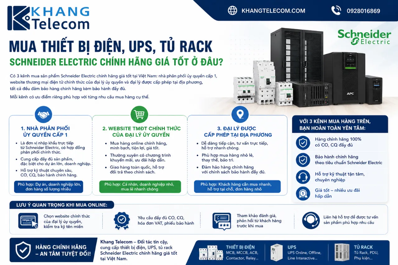 Mua Thiết Bị Điện, UPS, Tủ Rack Schneider Electric Chính Hãng Giá Tốt Ở Đâu?