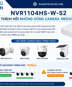 Đầu Ghi Hình IMOU NVR1104HS-W-S2: 4 Kênh, H.265+, WiFi, 8TB, 6MP