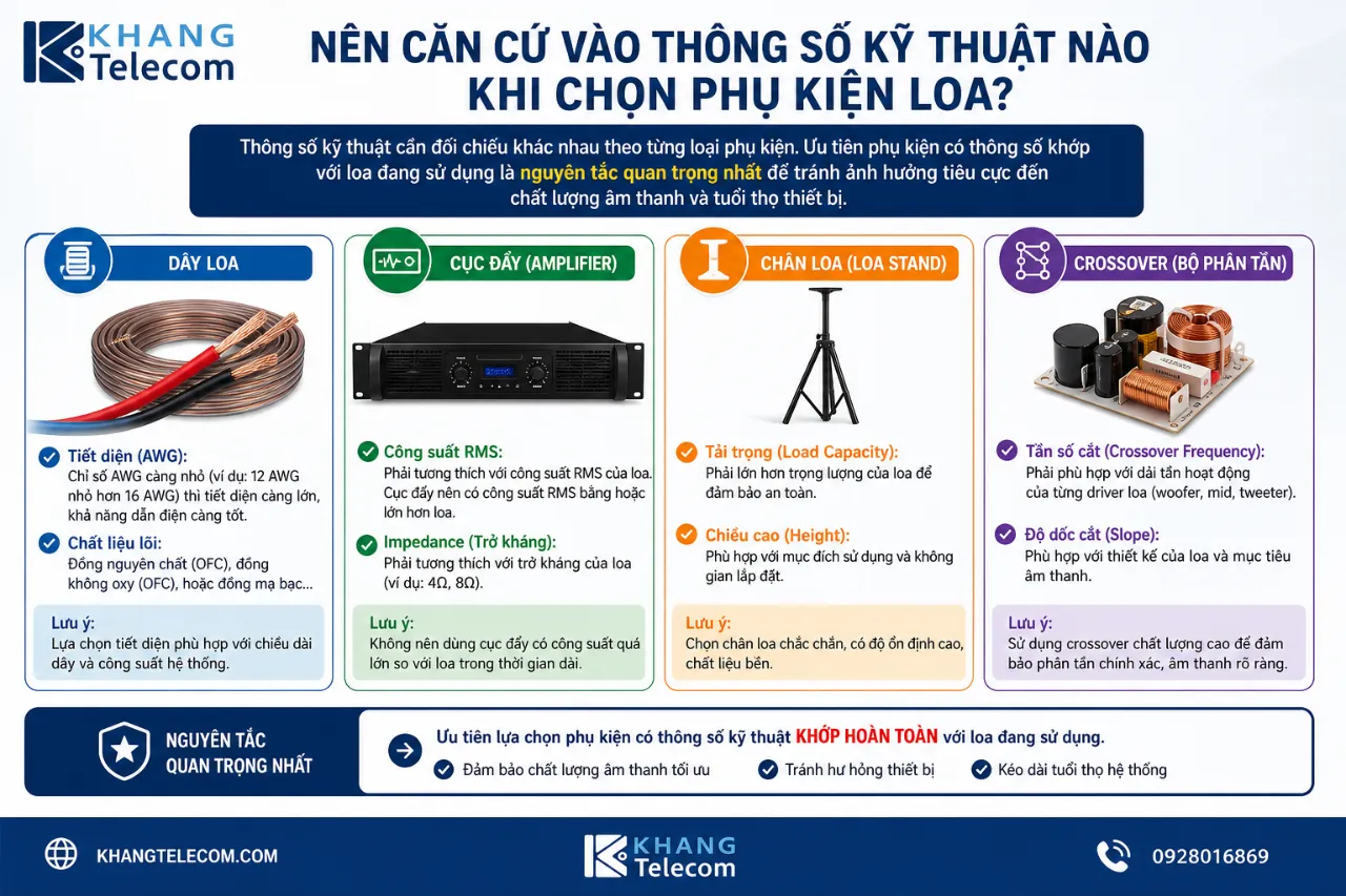 Nên Căn Cứ Vào Thông Số Kỹ Thuật Nào Khi Chọn Phụ Kiện Loa?