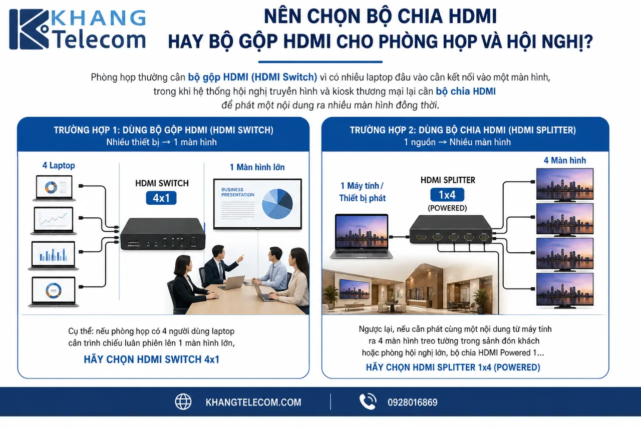 Nên Chọn Bộ Chia HDMI Hay Bộ Gộp HDMI Cho Phòng Họp Và Hội Nghị?