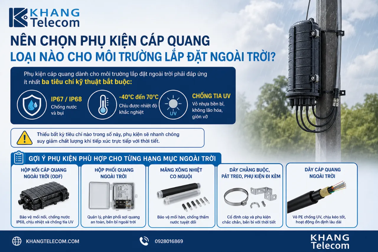 Nên Chọn Phụ Kiện Cáp Quang Loại Nào Cho Môi Trường Lắp Đặt Ngoài Trời?