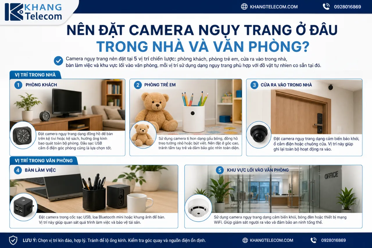 Nên Đặt Camera Ngụy Trang Ở Đâu Trong Nhà Và Văn Phòng?