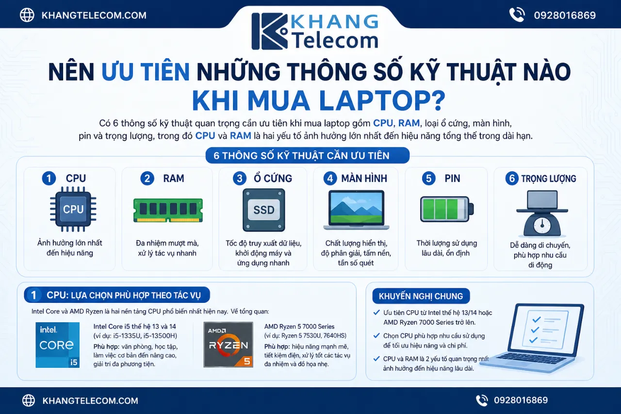 Nên Ưu Tiên Những Thông Số Kỹ Thuật Nào Khi Mua Laptop?