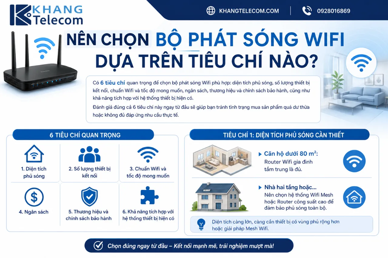 Nên chọn bộ phát sóng Wifi dựa trên tiêu chí nào?