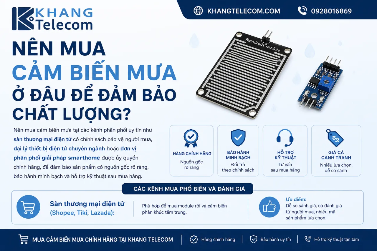 Nên mua cảm biến mưa ở đâu để đảm bảo chất lượng?