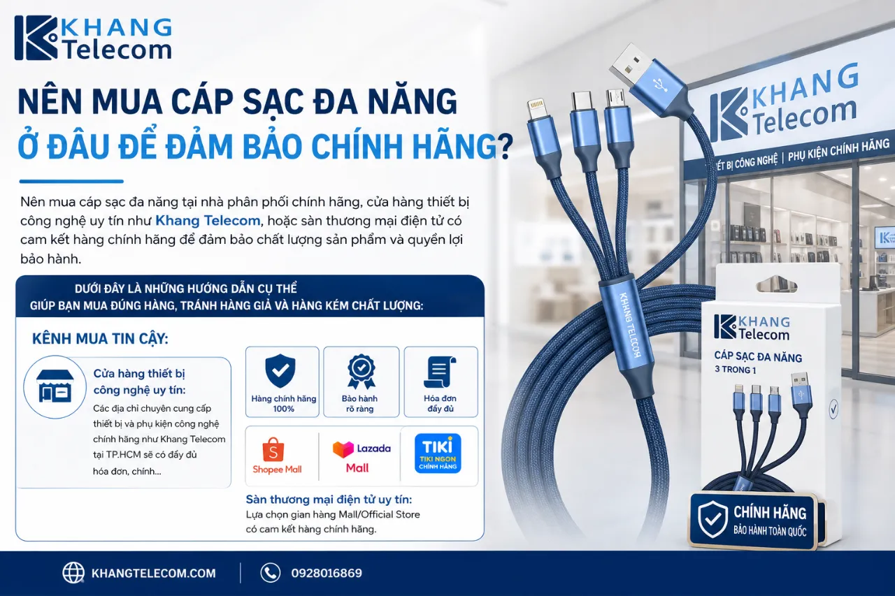 Nên mua cáp sạc đa năng ở đâu để đảm bảo chính hãng?