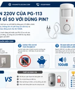Báo Trộm Hồng Ngoại PG-113: 220V, Góc 90°, Còi 100dB