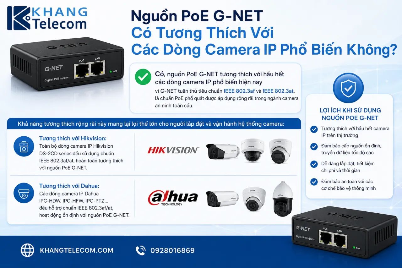 Nguồn PoE G-NET Có Tương Thích Với Các Dòng Camera IP Phổ Biến Không?