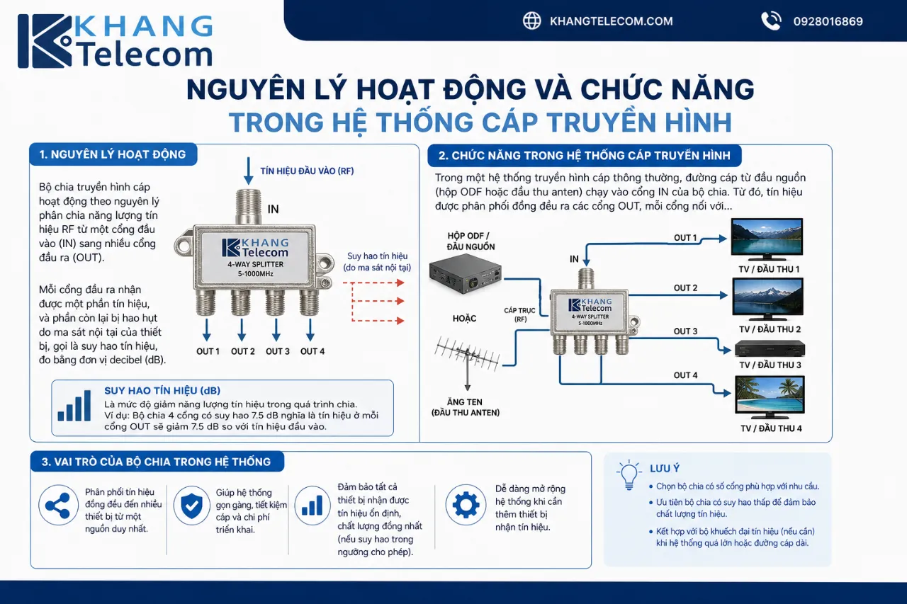 Nguyên lý hoạt động và chức năng trong hệ thống cáp truyền hình