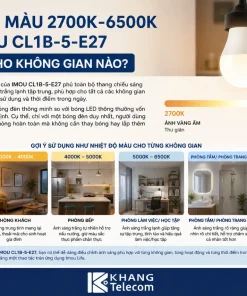 Bóng Đèn LED IMOU CL1B-5-E27: 9W, E27, WiFi, 806lm, 2700-6500K