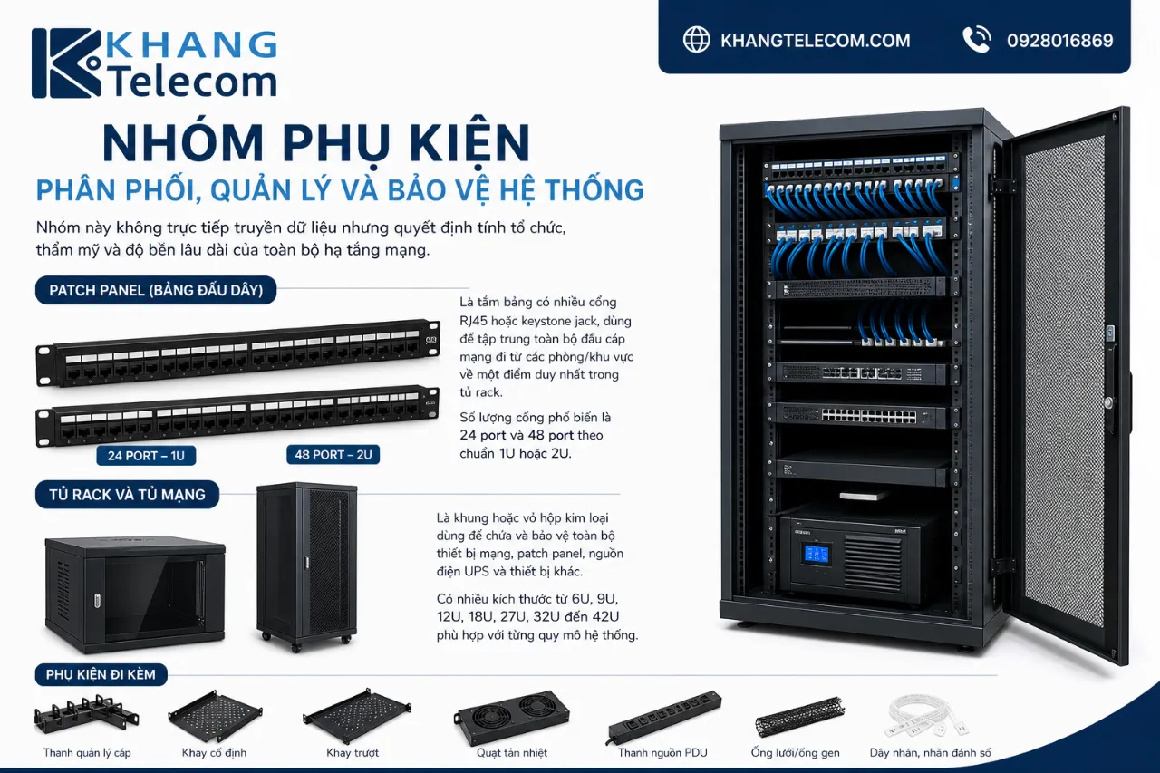 Nhóm phụ kiện phân phối, quản lý và bảo vệ hệ thống
