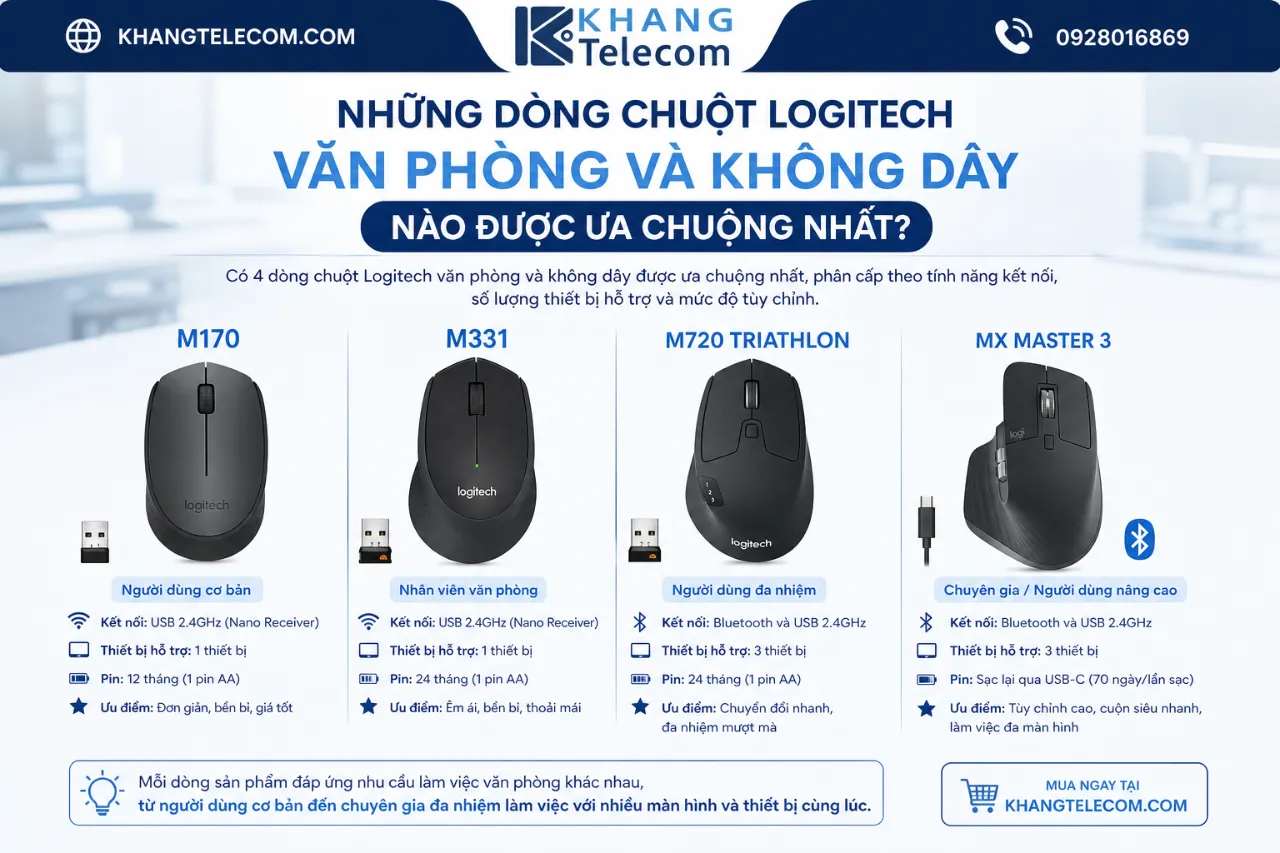Những Dòng Chuột Logitech Văn Phòng Và Không Dây Nào Được Ưa Chuộng Nhất?