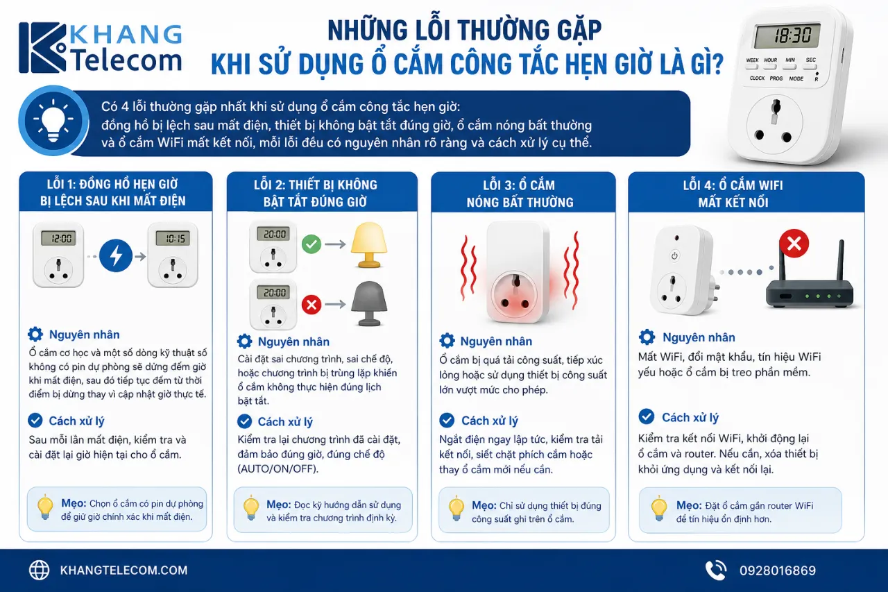 Những Lỗi Thường Gặp Khi Sử Dụng Ổ Cắm Công Tắc Hẹn Giờ Là Gì?