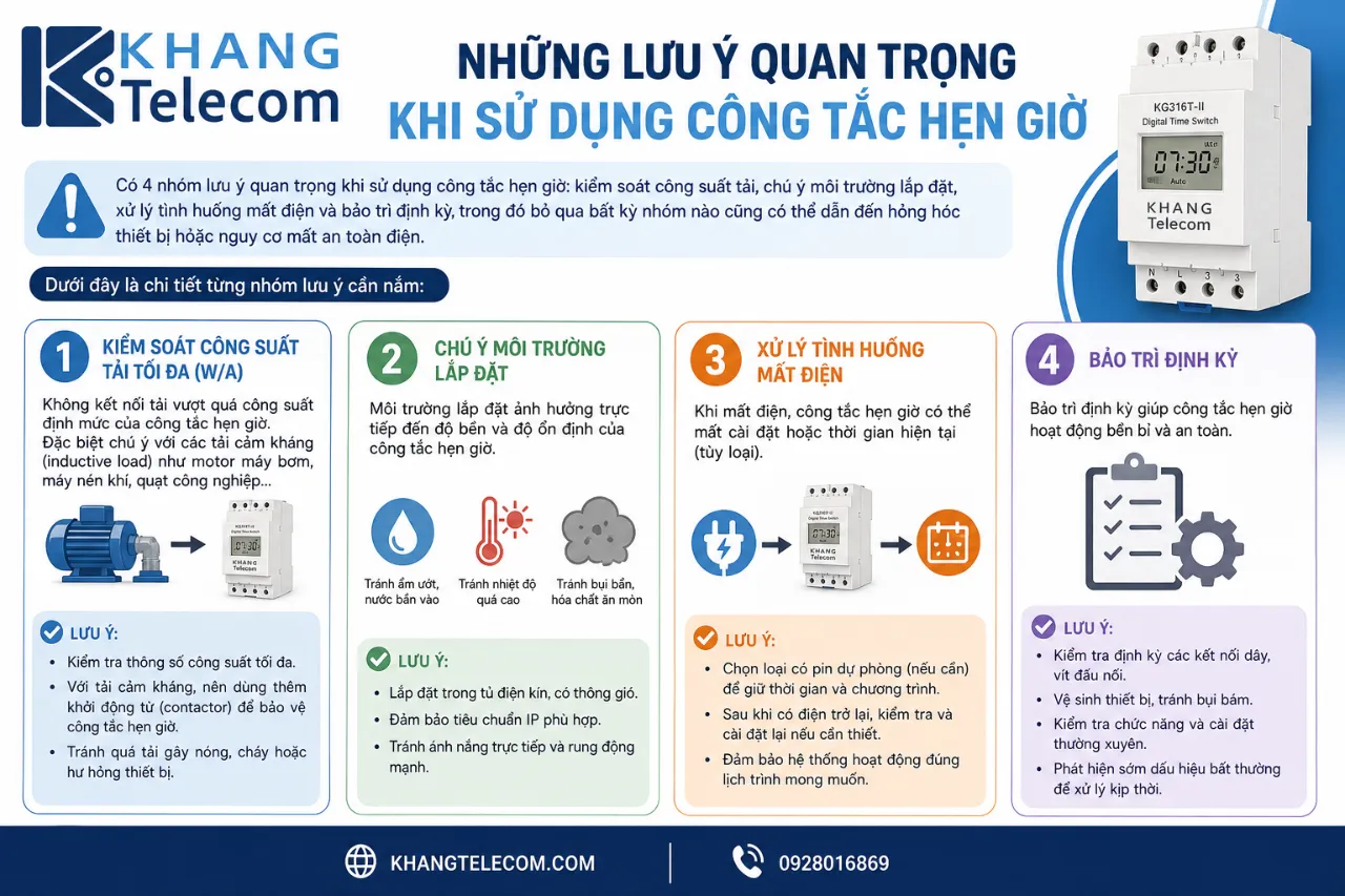 Những Lưu Ý Quan Trọng Khi Sử Dụng Công Tắc Hẹn Giờ