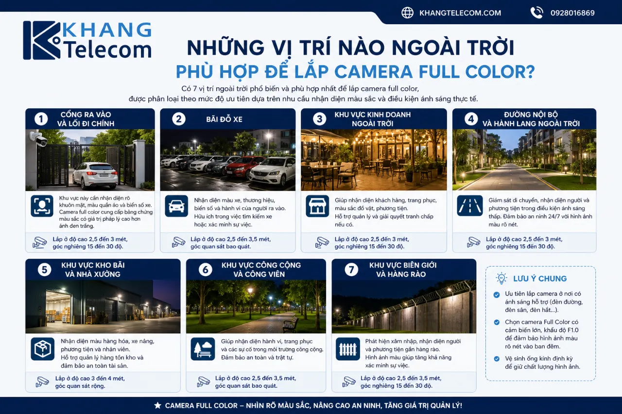 Những Vị Trí Nào Ngoài Trời Phù Hợp Để Lắp Camera Full Color?