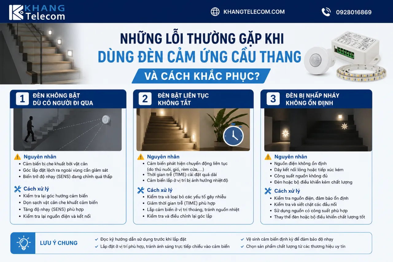 Những lỗi thường gặp khi dùng đèn cảm ứng cầu thang và cách khắc phục?