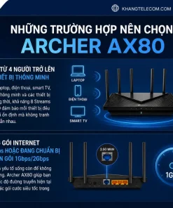 Router Wifi 6 TP-Link Archer AX80: AX6000, 2.5G, 160MHz, OneMesh