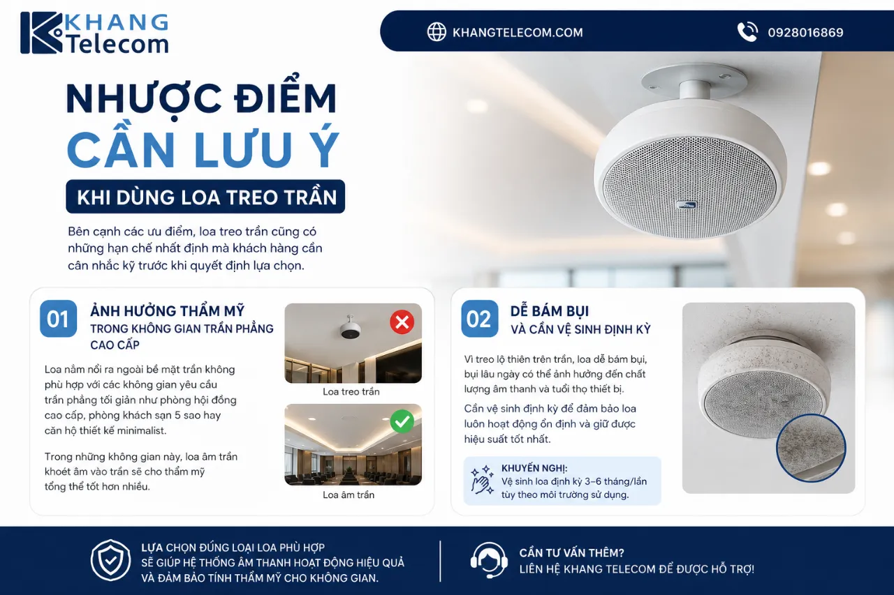 Nhược Điểm Cần Lưu Ý Khi Dùng Loa Treo Trần