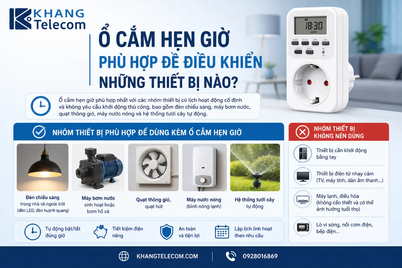 Ổ Cắm Hẹn Giờ Phù Hợp Để Điều Khiển Những Thiết Bị Nào?