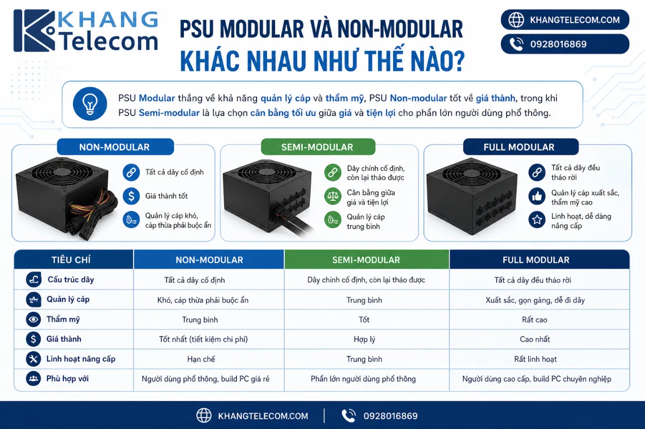 PSU Modular Và Non-Modular Khác Nhau Như Thế Nào?