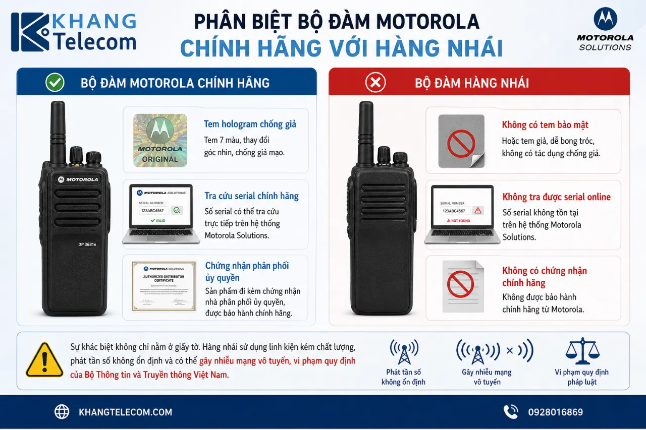 Phân Biệt Bộ Đàm Motorola Chính Hãng Với Hàng Nhái