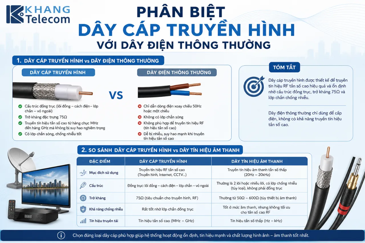 Phân Biệt Dây Cáp Truyền Hình Với Dây Điện Thông Thường