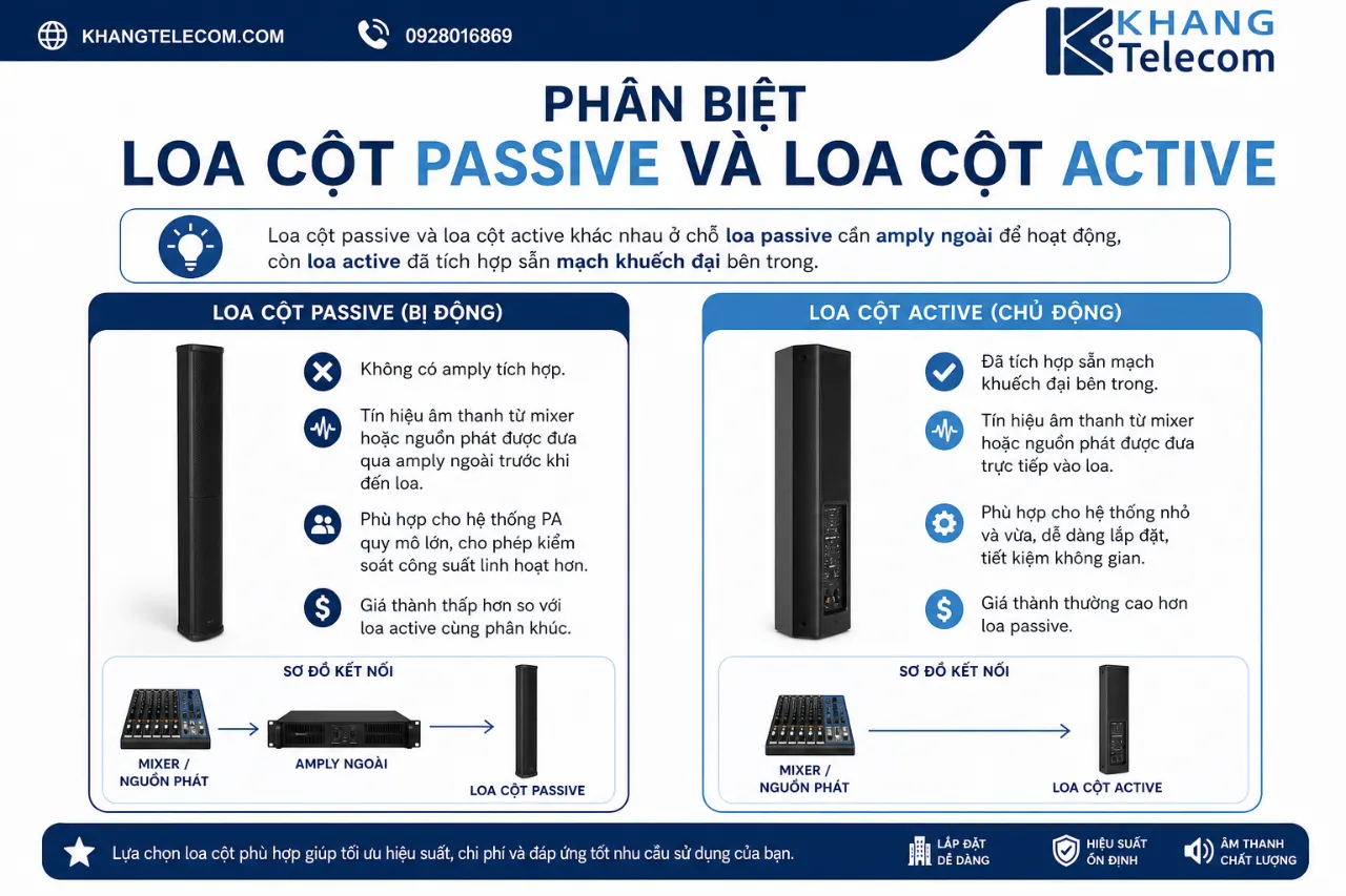 Phân Biệt Loa Cột Passive Và Loa Cột Active