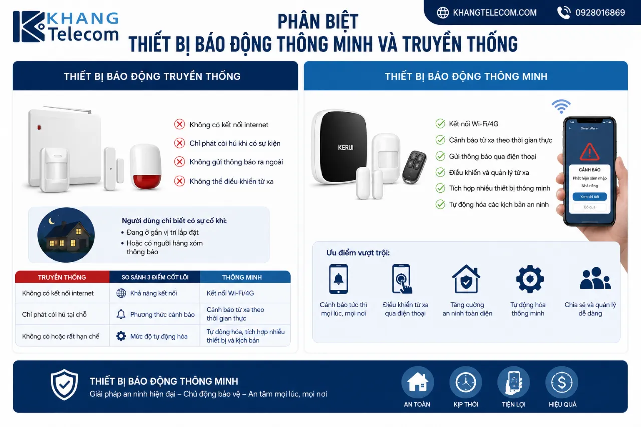 Phân Biệt Thiết Bị Báo Động Thông Minh Và Truyền Thống