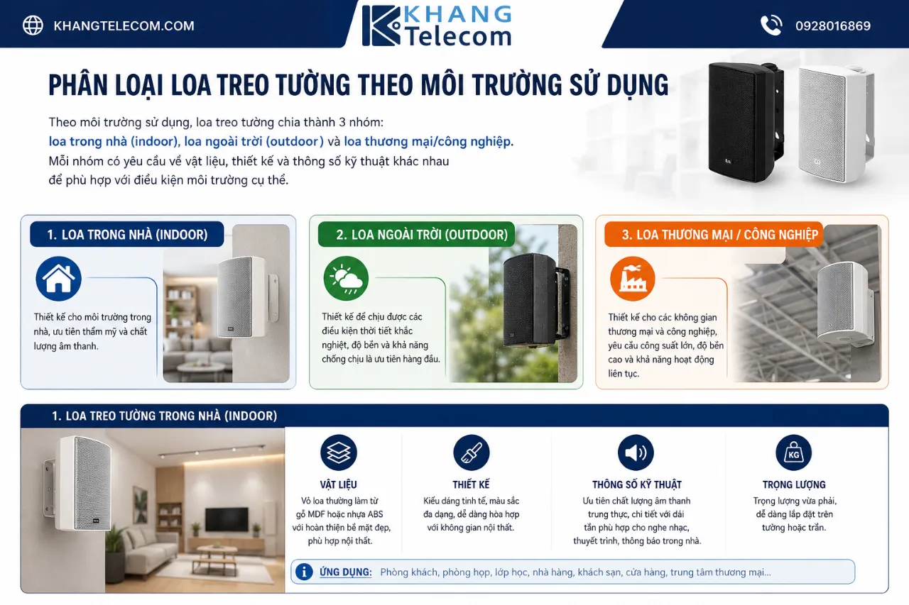 Phân Loại Loa Treo Tường Theo Môi Trường Sử Dụng