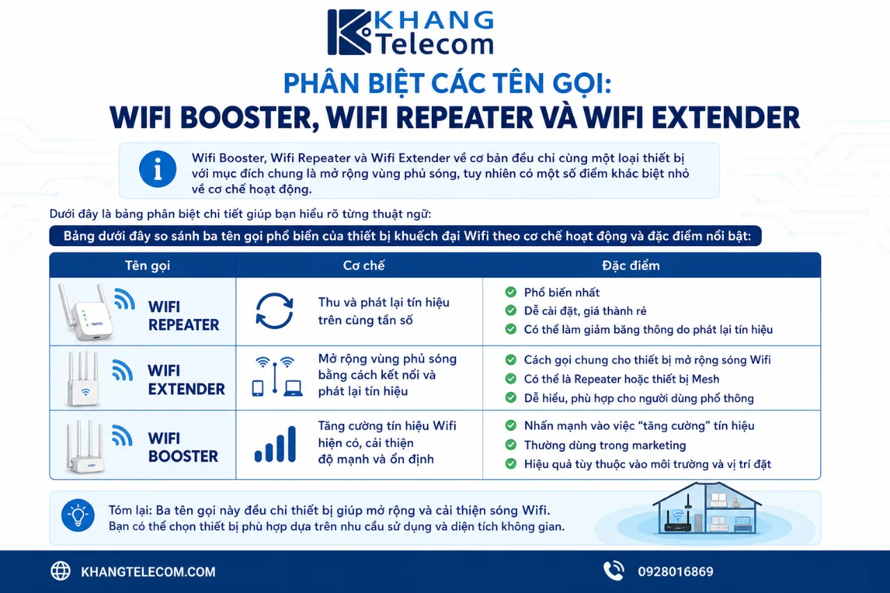 Phân biệt các tên gọi: Wifi Booster, Wifi Repeater và Wifi Extender