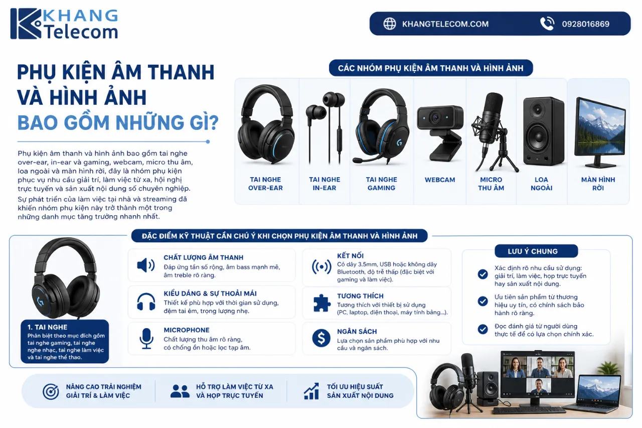 Phụ kiện âm thanh và hình ảnh bao gồm những gì?