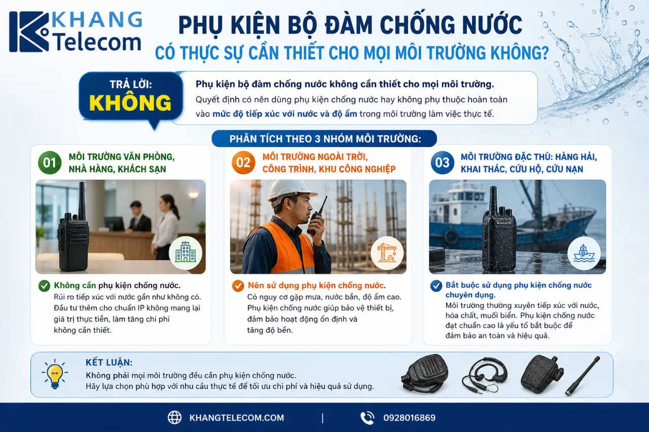 Phụ kiện bộ đàm chống nước có thực sự cần thiết cho mọi môi trường không?