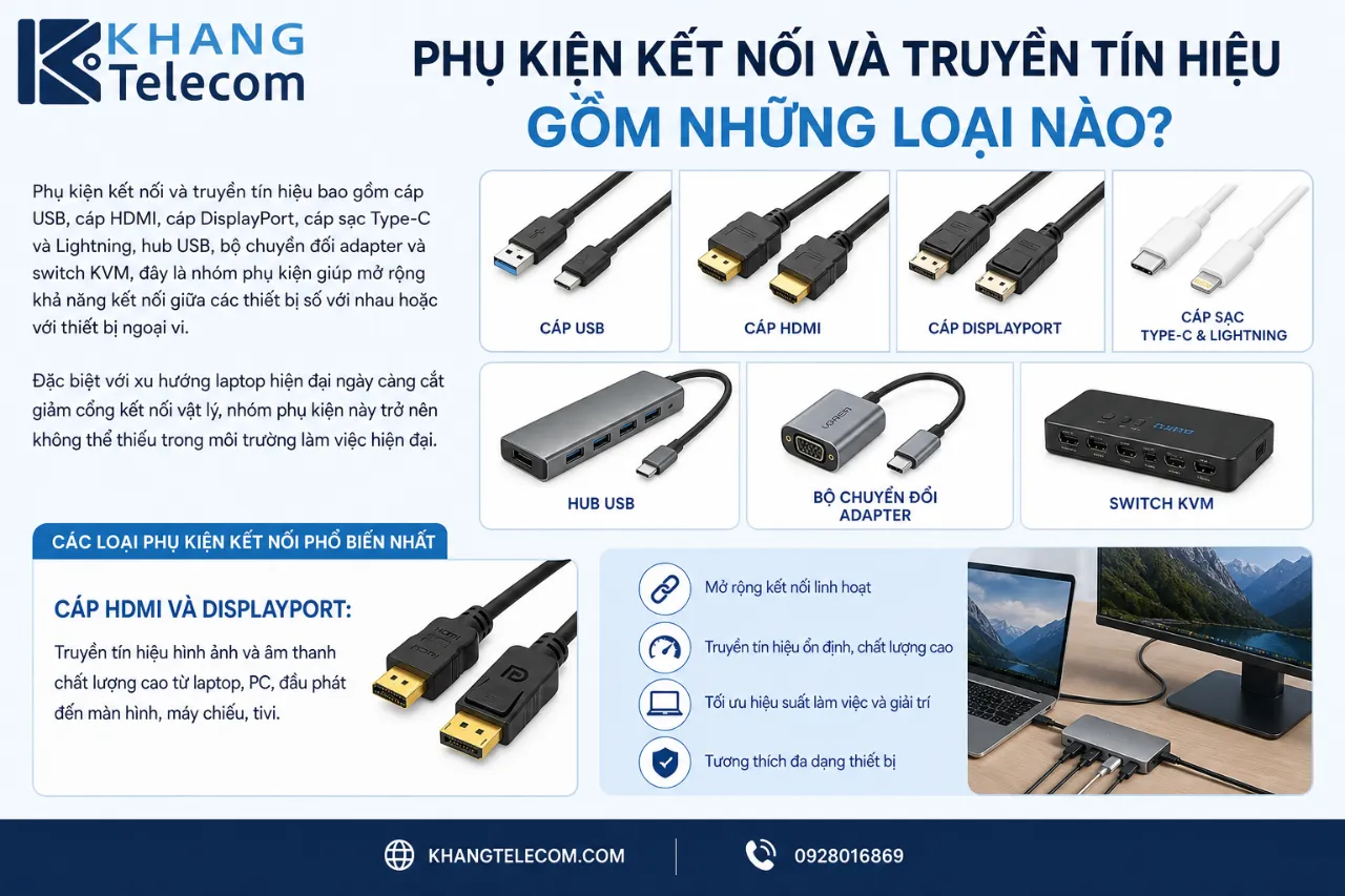 Phụ kiện kết nối và truyền tín hiệu gồm những loại nào?