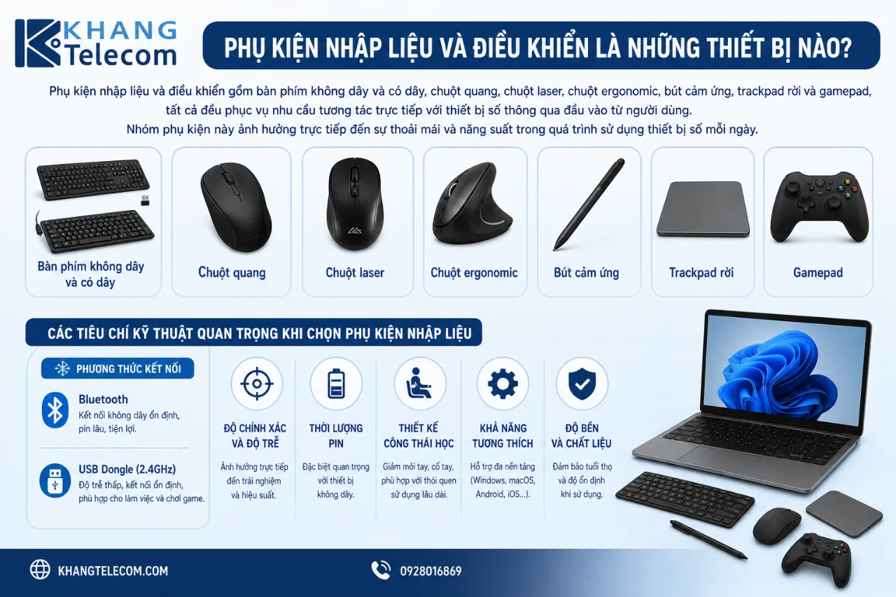 Phụ kiện nhập liệu và điều khiển là những thiết bị nào?
